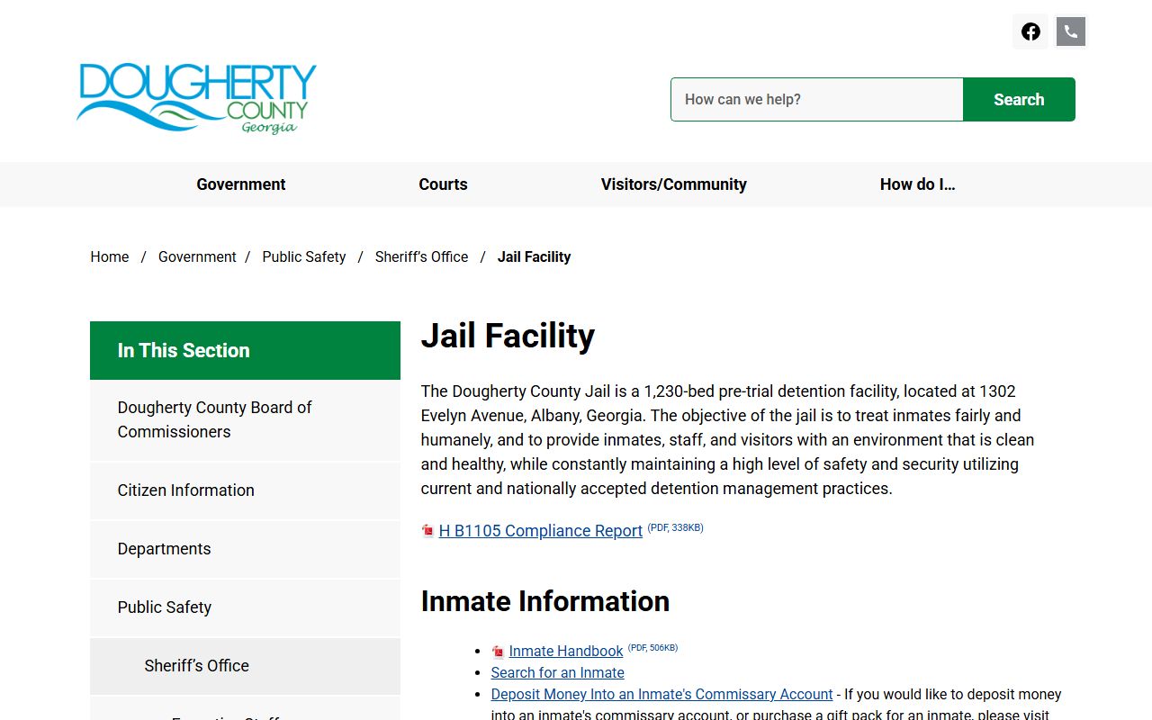 Dougherty County inmate population jail facility page