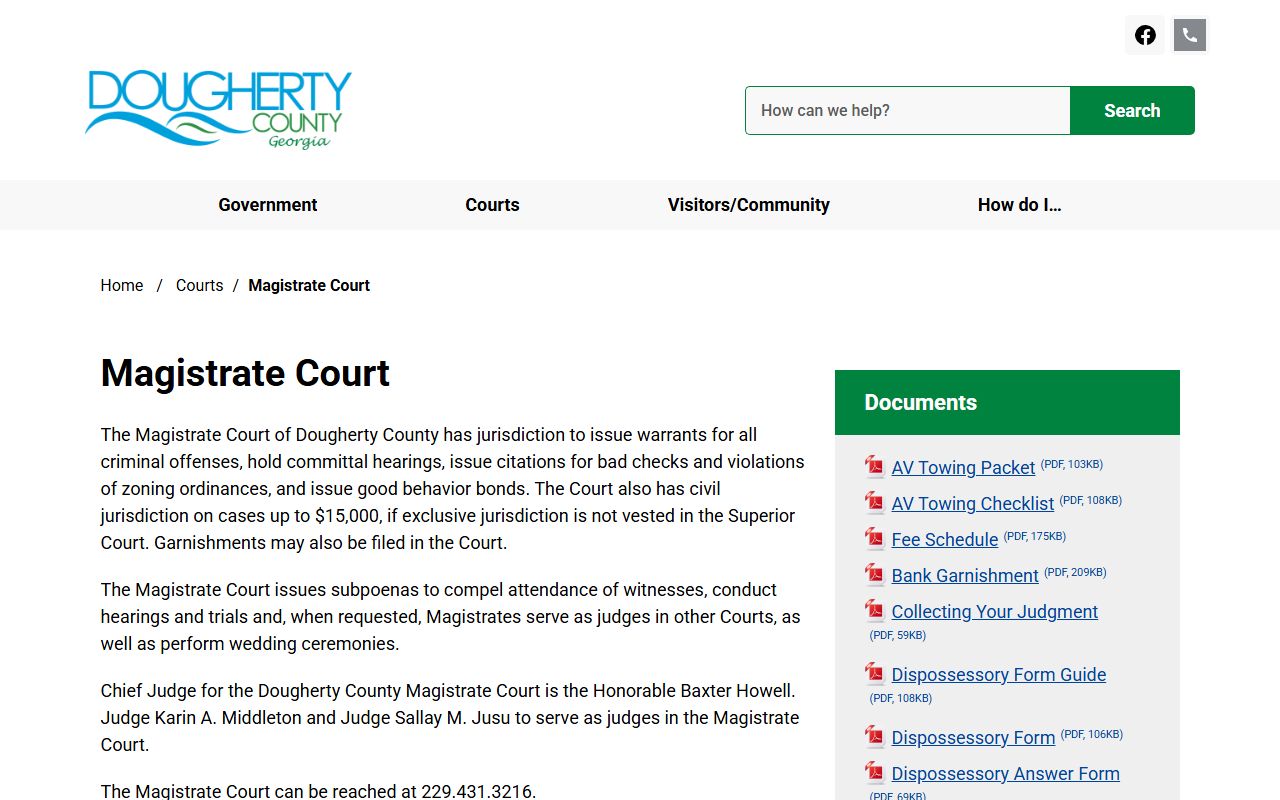 Dougherty County court records Magistrate Court warrant jurisdiction